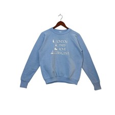 True VTG 80's London Paris Rome Corsicana Crewneck Sweatshirt Blue USA NO SIZE