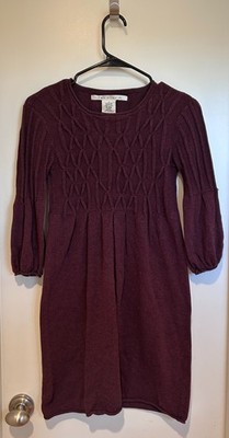 NICE! MAX STUDIO SMALL Knit Sweater Dress Brown Crimped Pleated Texture