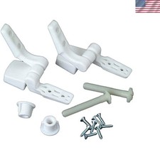 Rectangular Top Mount Hinge Replacement for White Toilet Seats 7"L x 6.75"W