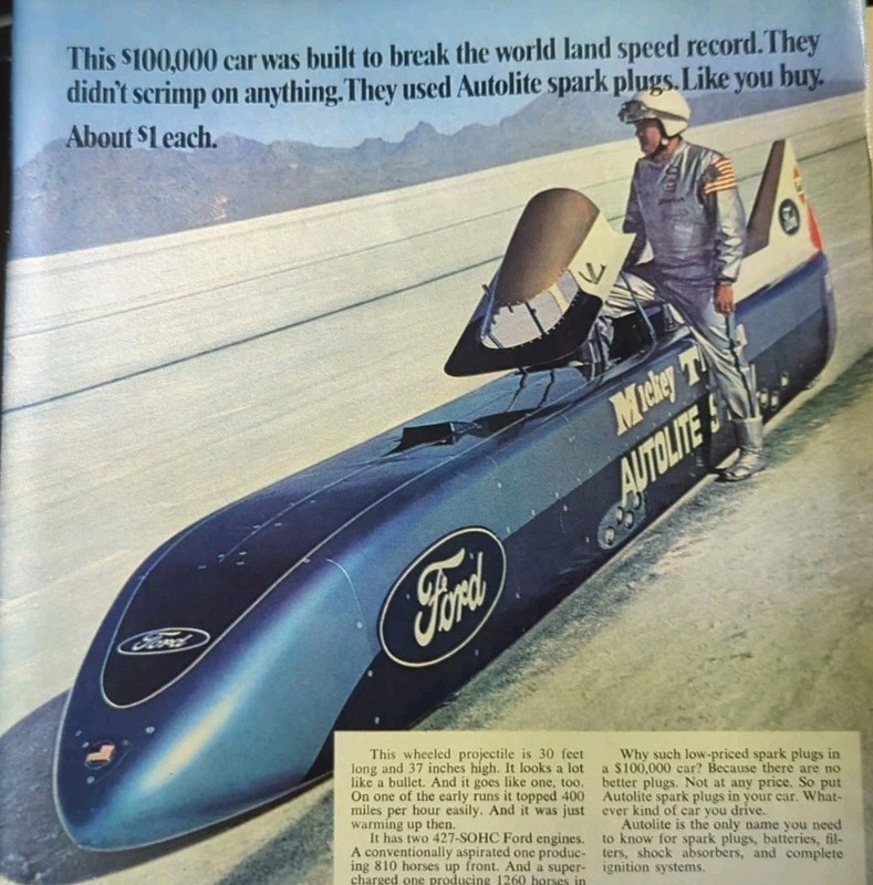 JUNE 1969 MAGAZINE PG #039- MICKEY THOMPSON BONNEVILLE LAND SPEED RECORD 400MPH