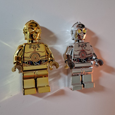 CUST0M Star Wars C-3PO & TC-14 Minifigur Chrom