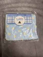 two bassinet sheets 100 cotton 200 count thread baby tykes Ducks Yellow Blue