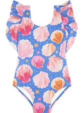 Girls One Piece Cute Swimsuit with Ruffled Straps, UPF 50 Beach Bathing Suit...