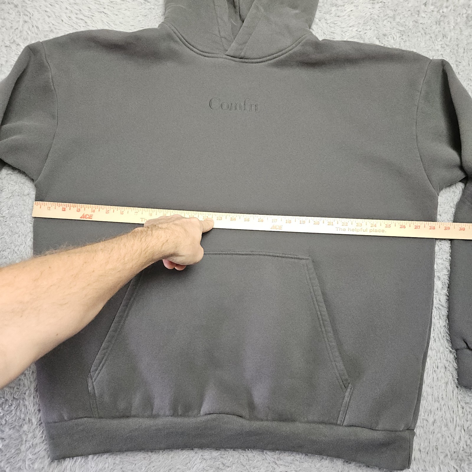 COMFRT Hoodie Sweatshirt Men 3XL Gray Pullover Heavyweight