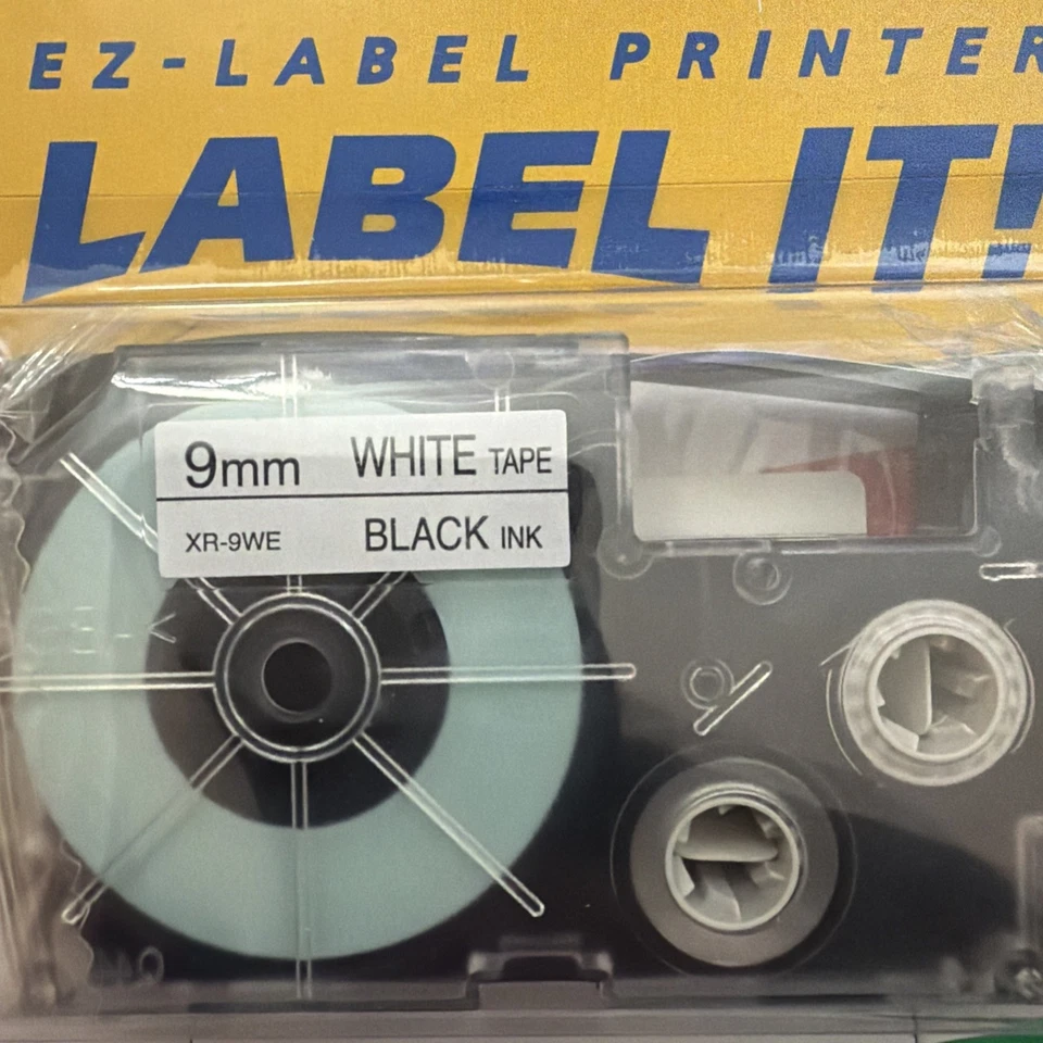 Casio EZ Label Printer Label It!  9MM 3/8” White Tape Black Ink 2 Packs Of 2 NIB - Image 3 of 3