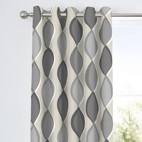 Fusion Lennox Eyelet Lined Curtains Grey W117x Drop 183cm