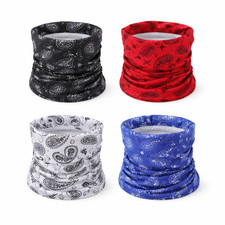 Neck Gaiter Face Cover, 4 Pack Multipurpose Bandana Tube Scarf .