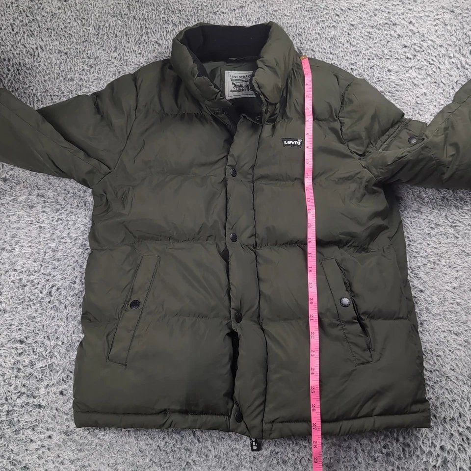 Levi's Jacket Adult Small Olive Green Puffer Coat Full Zip Lightweight Outdoor - Image 4 of 4