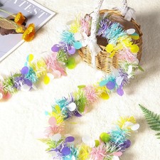 200 Feet Easter Tinsel Garland Colorful Spring Tree Streamer Egg Metallic Twi...