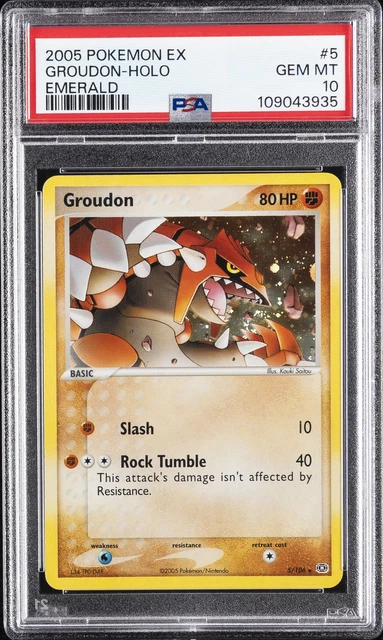 2005 POKEMON EX EMERALD #5 GROUDON-HOLO PSA 10
