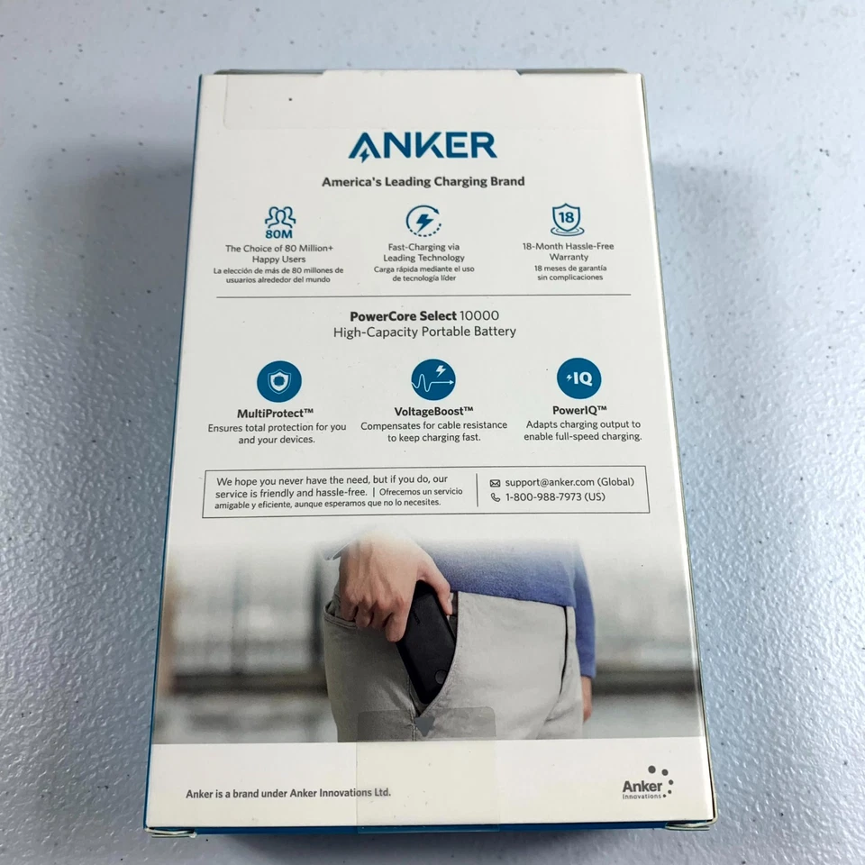 Carregador portátil Anker PowerCore Select 10000mAh Power Bank PowerIQ A1223 preto - Imagem 3 de 4