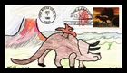 FIRST DAY OF ISSUE HAND COLORED STAMPOSAURUS COVER TYRANNOSAURUS 25C POSTAGE