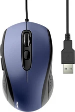 TECKNET USB Wired Mouse, 3600DPI Corded Computer Mouse with 4 Adjustable Blue 