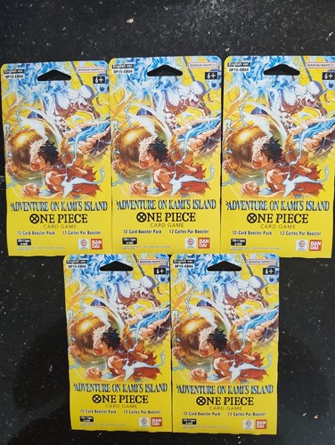 5 X - NEW One Piece TCG OP-15 Adventure on Kami's Island Sleeved Booster