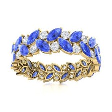 4x2MM Marquise Swiss Blue Topaz 925 Sterling Silver Gold Plated Eternity Ring