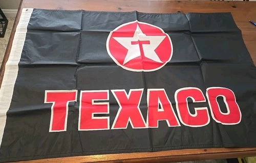 VTG Texaco Flag Banner Black Red Star 29x44" Oil & Gas Collectible Never Used