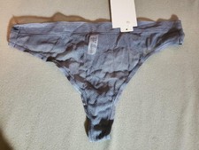 NWT RARE STYLE DKNY SHEER SIGNATURE MESH THONG PANTIES DK1031 LB8 GREY L