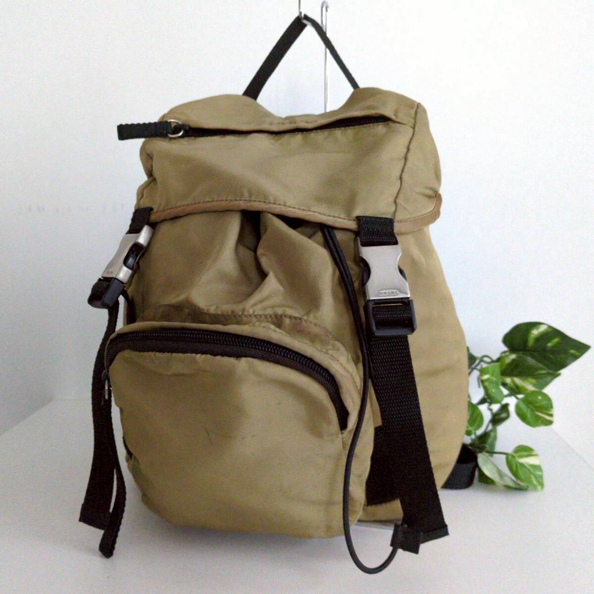 Prada Mini Backpack Drawstring Multifunction Black Nylon Vintage Authentic thumbnail 2