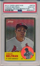 CARLOS BELTRAN 2012 Topps HERITAGE CHROME Black REFRACTOR /63 PSA 10 GEM MINT