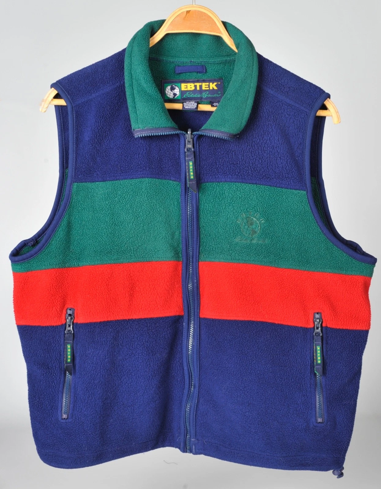 Vintage Eddie Bauer Ebtek Colorblock Full Zip Vest Men's M Made in USA 1990s