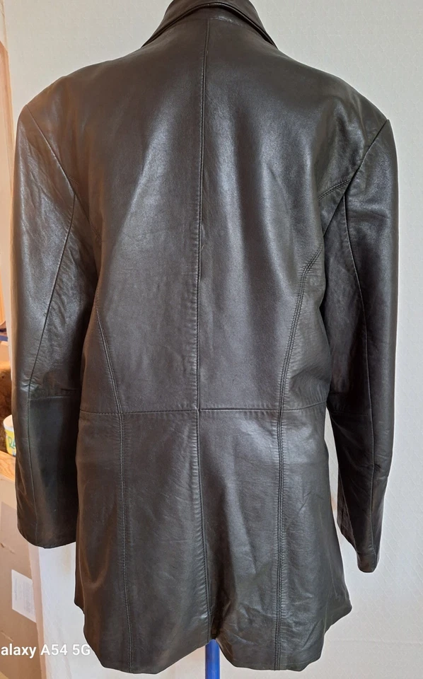 Blazer Juliet Michelle Negro Piel de Cordero Genuino Cuero Pequeño L 4 Botones "Leer" Foto 2 de 4