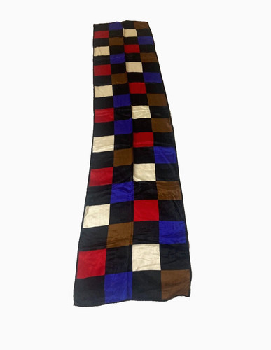 ECHO Silk Scarf Bold Multicolor Geometric Squares Pattern 52" X 11" Retro