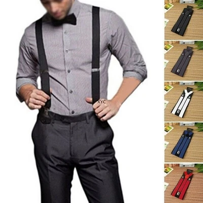 Hosenträger Extra Breit Y-Form Unisex Damen Herren 4 Clips Verstellbar Stark - Bild 1 von 4