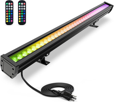 144W RGBW LED Wall Washer Light with Remote - Dimmable Color Changing Bar