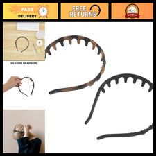 2pcs Elastic Wave Hair Bands - Silicone Comb Headbands with Teeth for Styling
