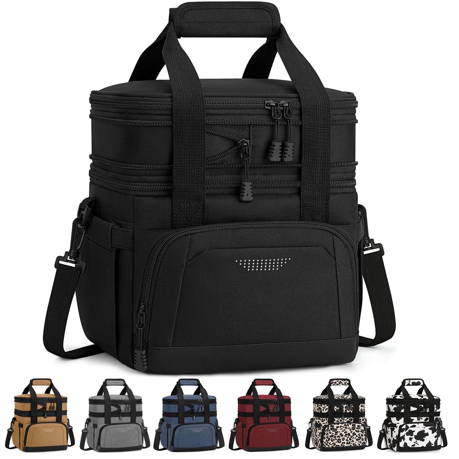 Lunch Box for Men Women, Large Double Layer Insulated Lunch Bag Tote Expandable