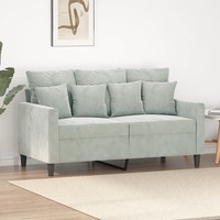 2-Sitzer Sofa Hellgrau 120 Cm Samt Stoff Couch