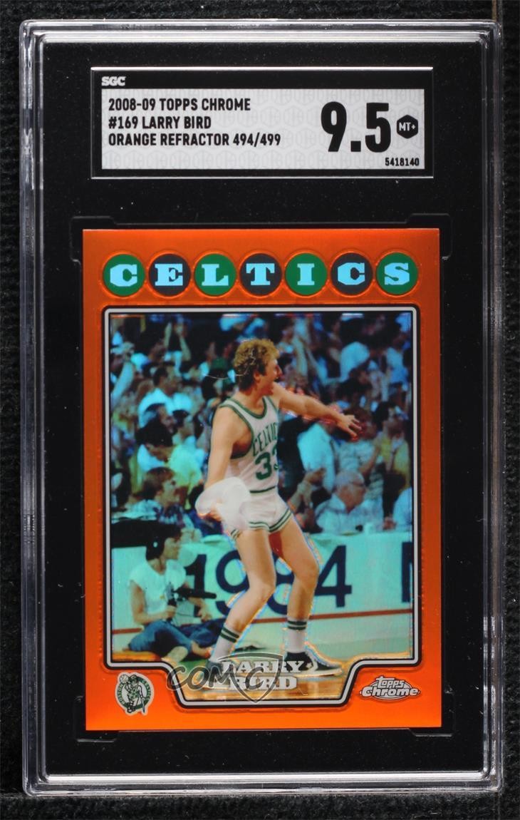 2008 Topps Chrome Orange Refractor 494/499 Larry Bird #169 SGC 9.5 Mint+ HOF ya6