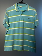 Lacoste Men's Polo Shirt - Teal/Green/White Stripes