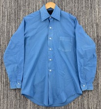 VTG 70s Sears Perma Prest Men  s Light Blue Wide Lapel Button Shirt Disco Fits M