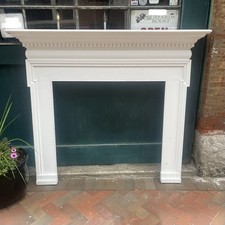 Vintage Fireplace Mantel Surround Wooden with White Paint