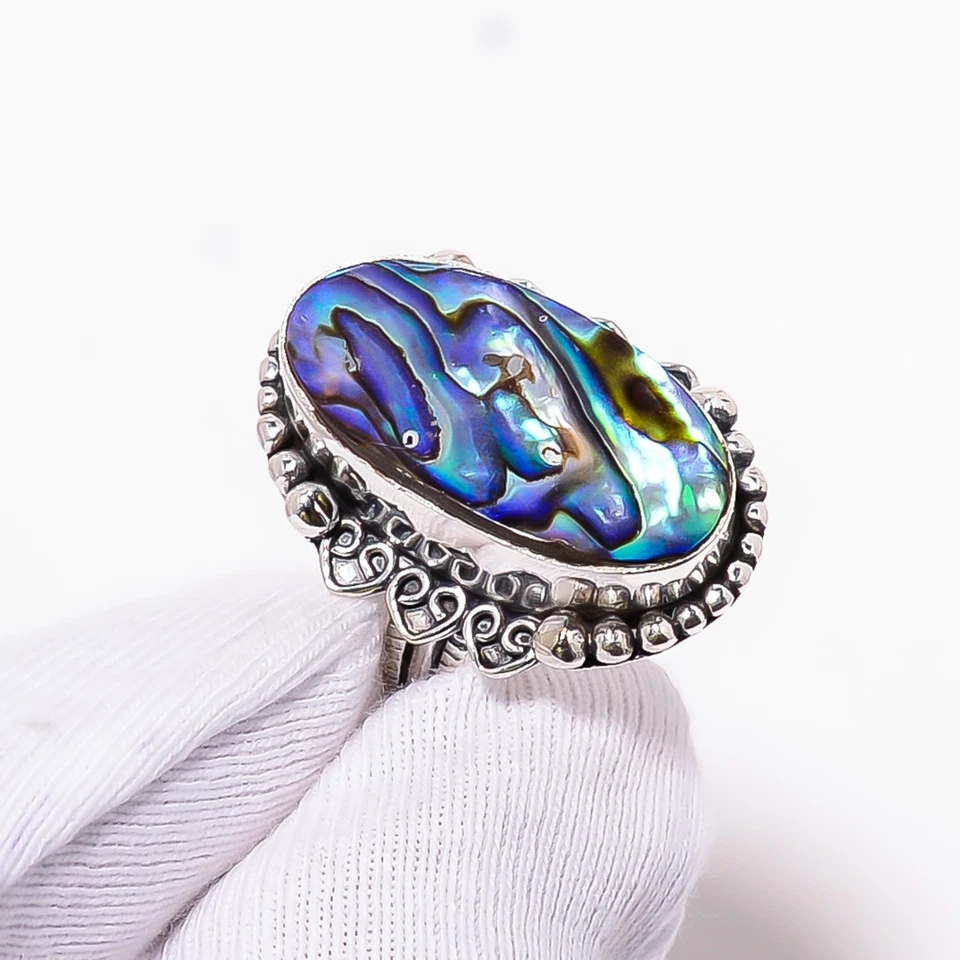 Abalone Muschel Edelstein 925 Sterling Silber Handarbeit Schmuck Ring alle Gr... - Bild 3 von 4