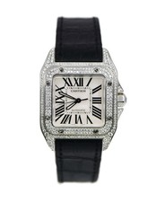 Cartier Santos 100 Diamond Stainless Steel Watch W20126X8