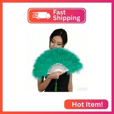 25 Ribs' Big Marabou Feather Hand Fan 52cm, 20.4" Folding Flapper Hand Held Fan