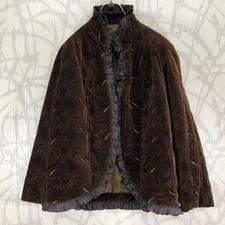 FENDI Brown Embroidered Frill Coat Size 42