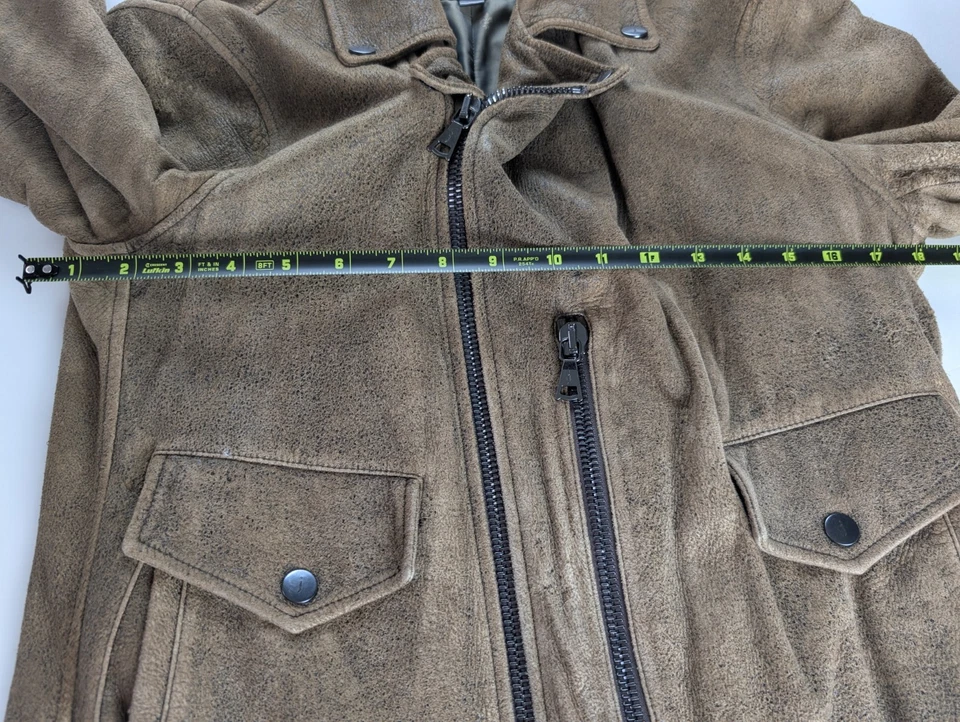 Chaqueta de motociclista John Varvatos de cuero de gamuza envejecida para hombre talla 44 Foto 4 de 4