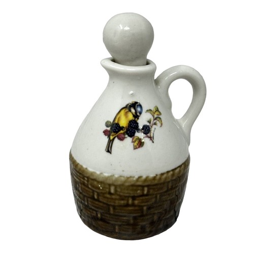 Montrose Potteries Scotland Miniature Ceramic Jug Blue Tit Bird Berries - Picture 2 of 7