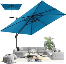 HOTIME 10x10 Patio Umbrella Outdoor Cantilever Umbrella with 360 Degree Rotation