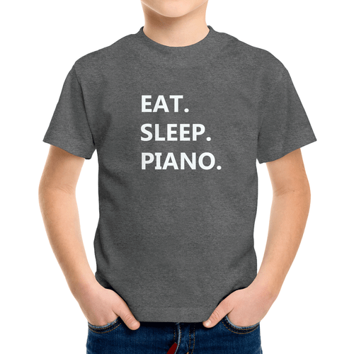 Piano Toddler Kids Youth Boy Girls T-Shirt Graphic Shirts Gift Pianist Eat Sleep - Picture 1 of 25