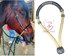 Natural & Black Rawhide Bosal, Hackamore 24 Plaits, Western Horse Bosal.