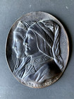 DANTE E BEATRICE PROFILES PORTRAITS OLD BRONZE METAL WALL PLAQUE ORNAMENT — photo 1
