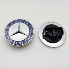 F&uuml;r Mercedes Benz Stern Emblem Motorhaube Blau Lorbeer 57mm Logo Abzeichen DE+++