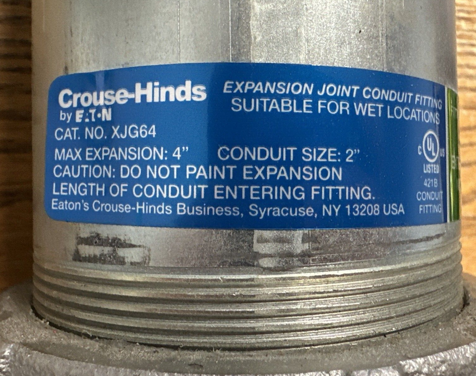 COOPER CROUSEHINDS XJG64 EMT 2" CONDUIT EXPANSION FITTING 4" **NEW