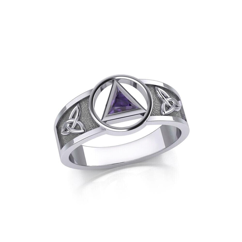 Aa Symbol Erholung Trinität 925 Sterlingsilber Original Amethyst Ring Schmuck