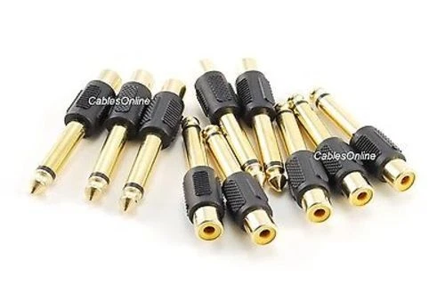 10pk RCA Female Jack to 1/4" Mono Plug Audio Adapter,Gold Plated, AV-A21K-10 - Image 2 of 3