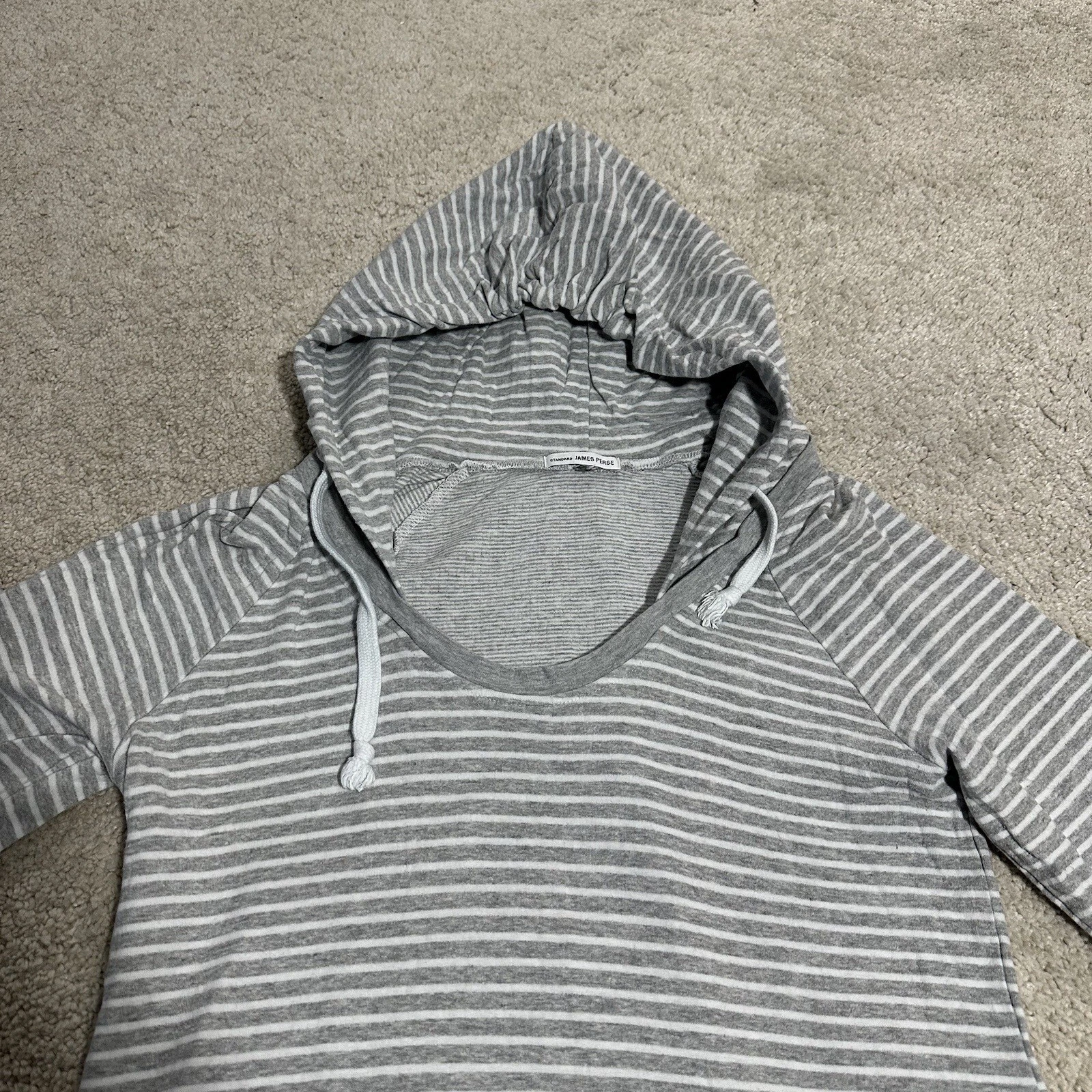 standard-james-perse pullover stripe pocket hoodie